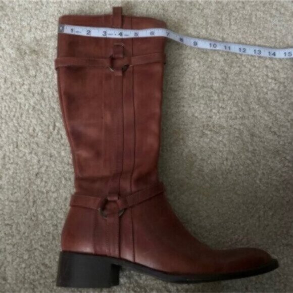 Nursace Leather Mid Calf Riding Boots Side Zipper Ankle Harness - Picture 12 of 12